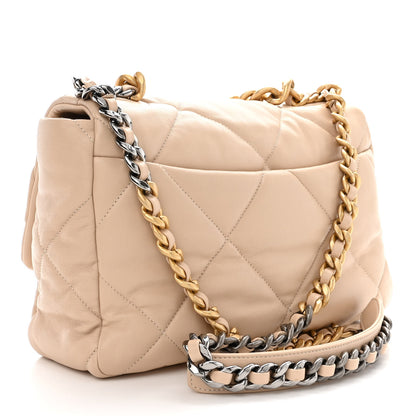 Chanel Lambskin Quilted Large Chanel 19 Flap Beige 3 of 10