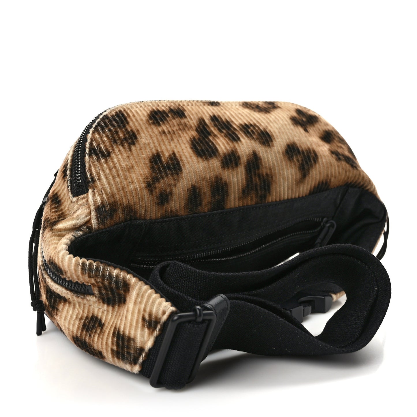Corduroy Leopard Print Belt Bag Beige Black