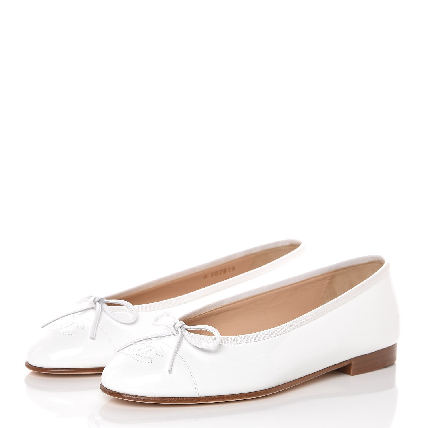 Chanel Patent CC Cap Toe Ballerina Flats 37.5 White 3 of 9