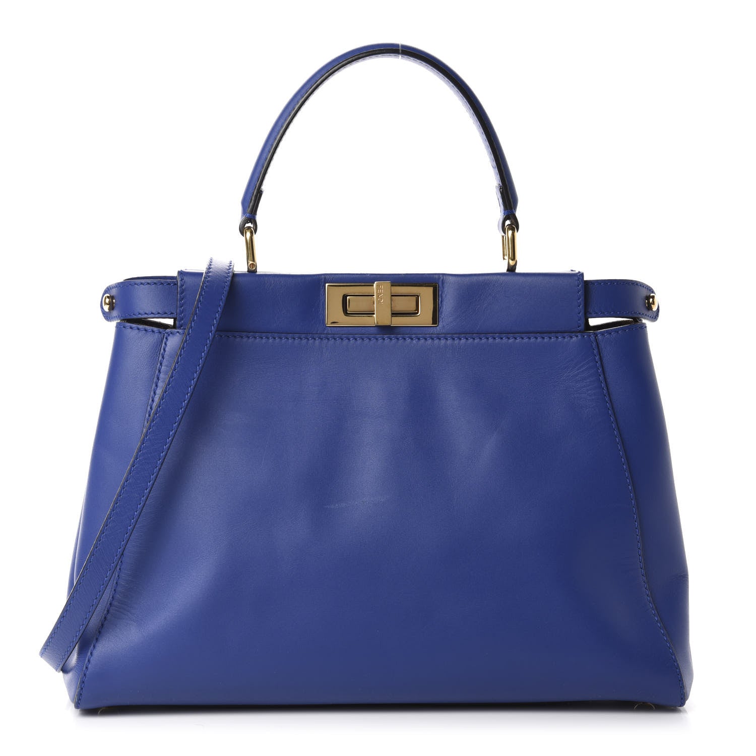 Fendi Vitello Morgan Fabric Jacquard Pequin Medium Peekaboo Iconic Satchel Blue Neon Tobacco 1 of 17