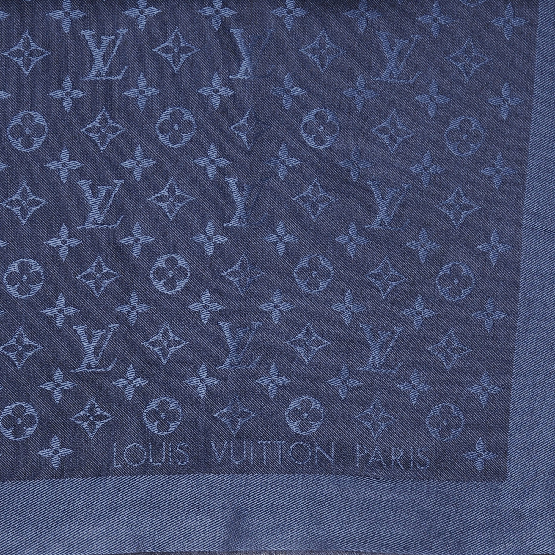 Louis Vuitton Wool Silk Monogram Shawl Night Blue 1 of 5