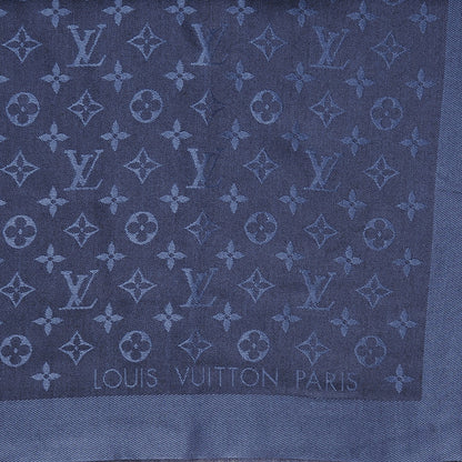 Louis Vuitton Wool Silk Monogram Shawl Night Blue 1 of 5