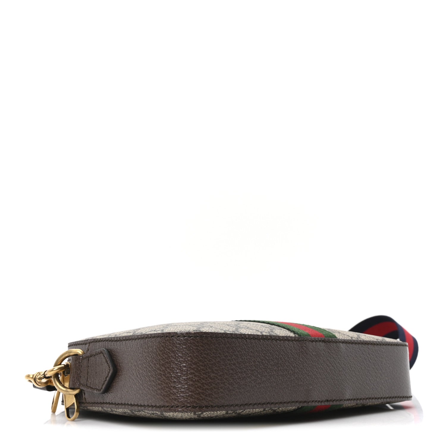 Gucci GG Supreme Monogram Textured Dollar Calfskin Web Ophidia Wristlet Shoulder Bag Beige Ebony New Acero 4 of 10