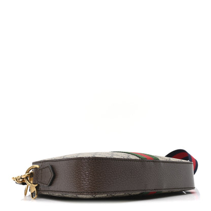 Gucci GG Supreme Monogram Textured Dollar Calfskin Web Ophidia Wristlet Shoulder Bag Beige Ebony New Acero 4 of 10