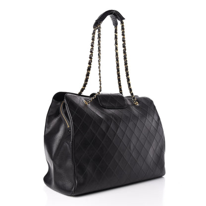 Chanel Calfskin Stitched XL Weekender Black 3 of 14