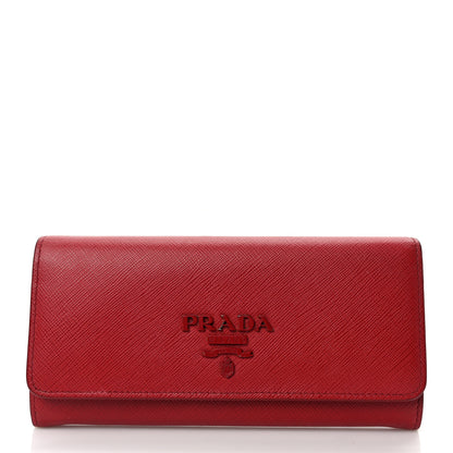Prada Saffiano Monochrome Continental Wallet Fuoco 3 of 11