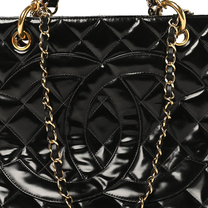 Chanel Patent Quilted Grand Shopping Tote GST Brown 7 of 9
