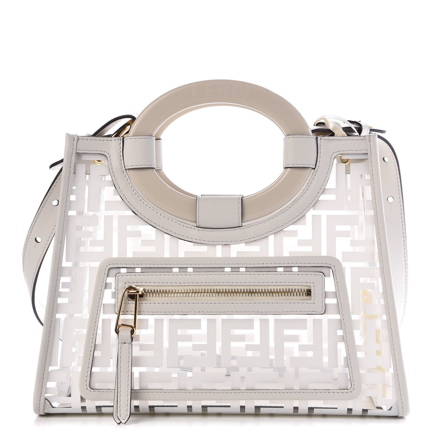 TPU FF Vitello Century Plexiglass Small Runaway Shopper Tote White