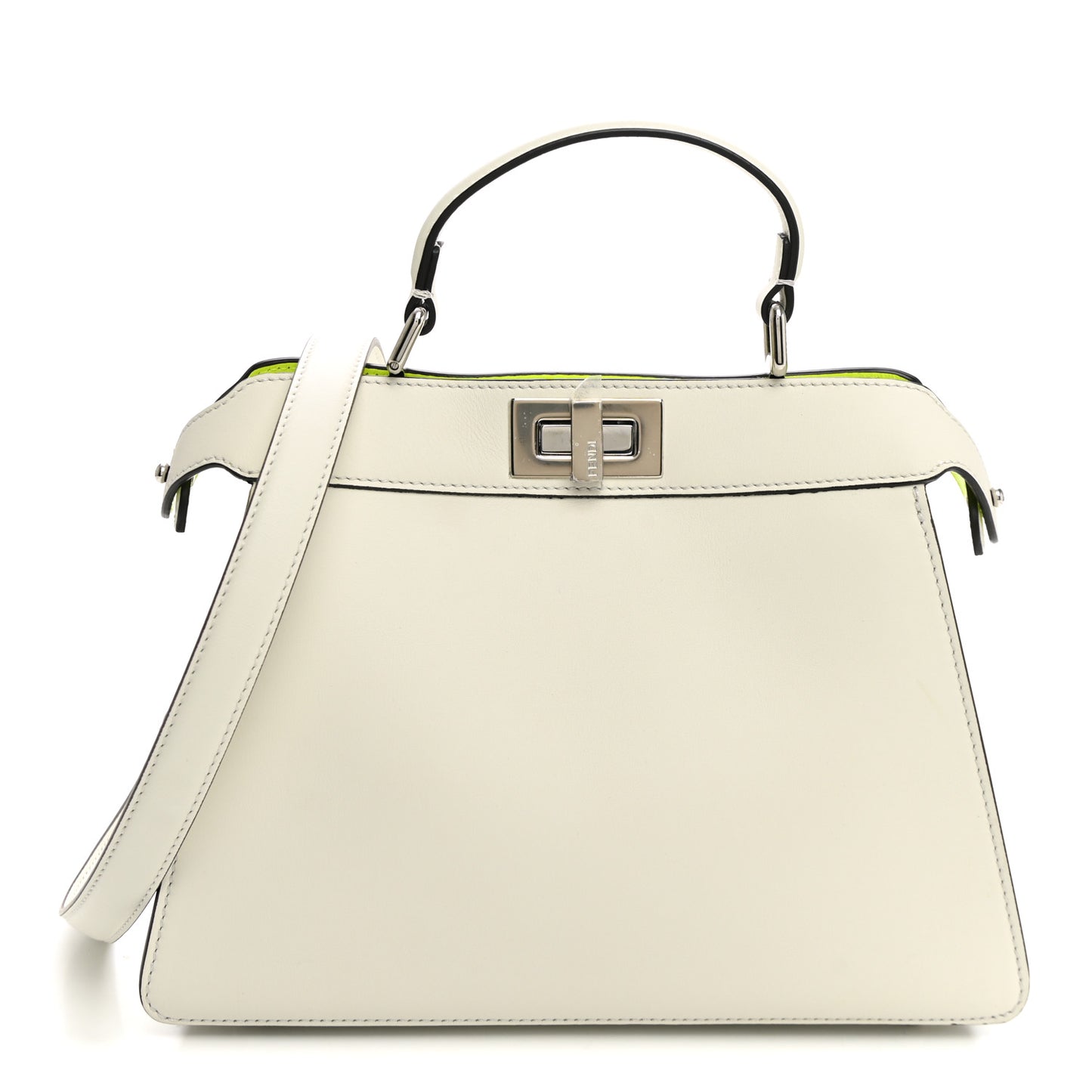 Vitello Seta Nappa Bi-Color Small Peekaboo I SEE U Satchel White Ice Yellow Fluo