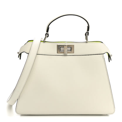 Fendi Vitello Seta Nappa Bi-Color Small Peekaboo I SEE U Satchel White Ice Yellow Fluo 1 of 9