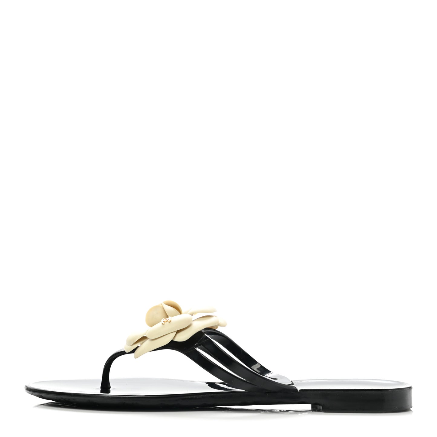 Jelly Camellia Thong Sandals 37 Black Ivory