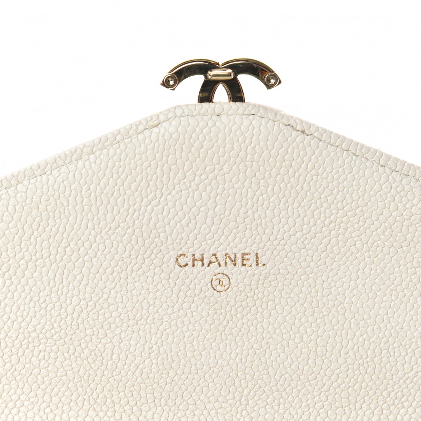 Grained Calfskin Quilted Cuba Wallet On Chain WOC White