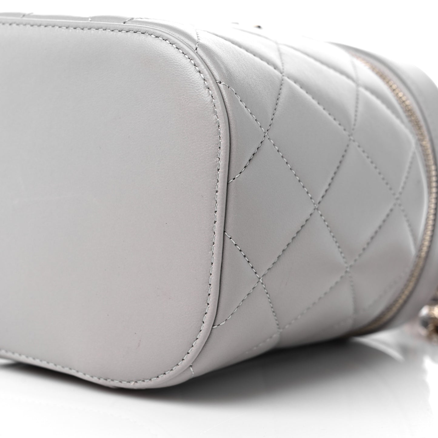 Lambskin Quilted Trendy Vanity Case Grey