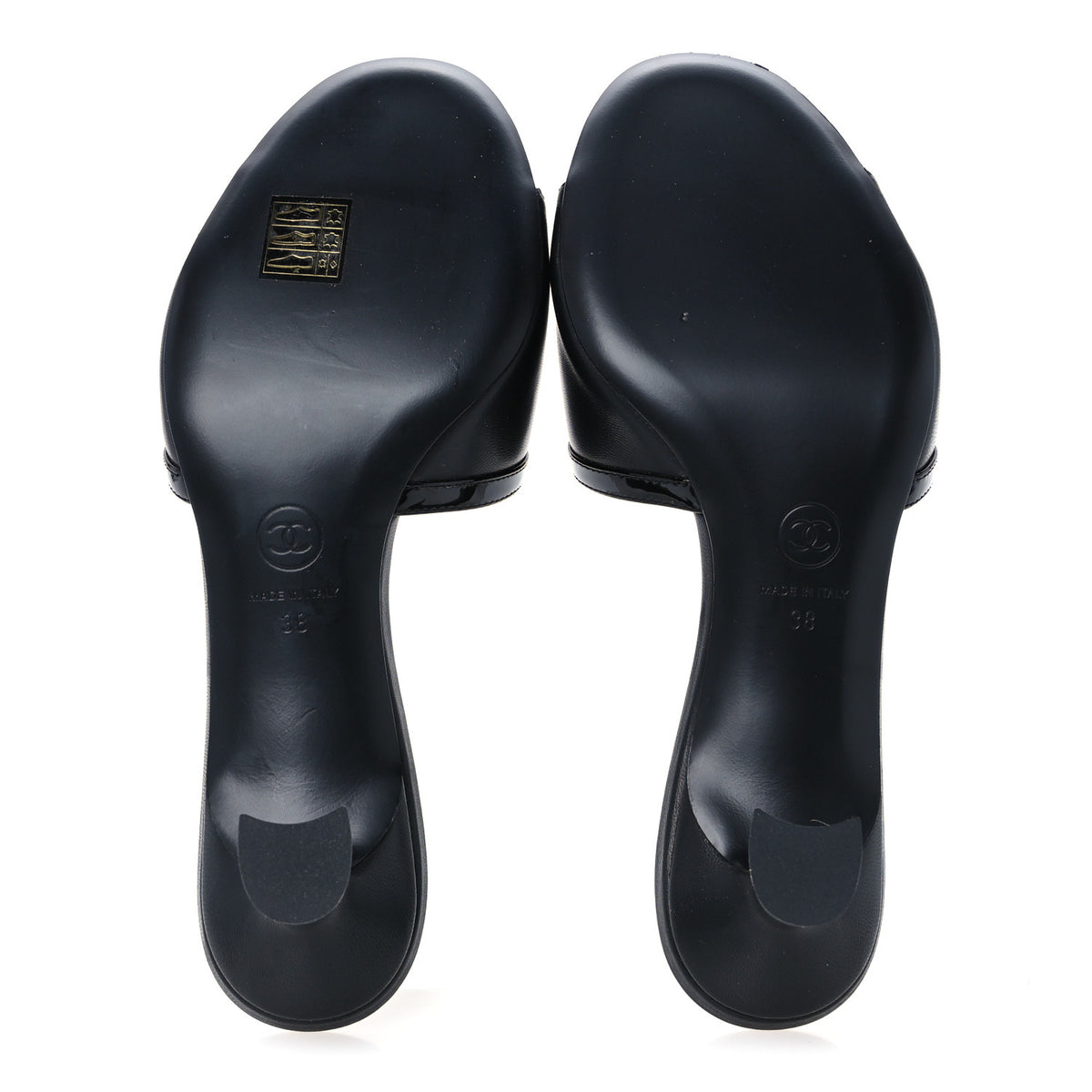 Lambskin CC Cutout Mules 38 Black