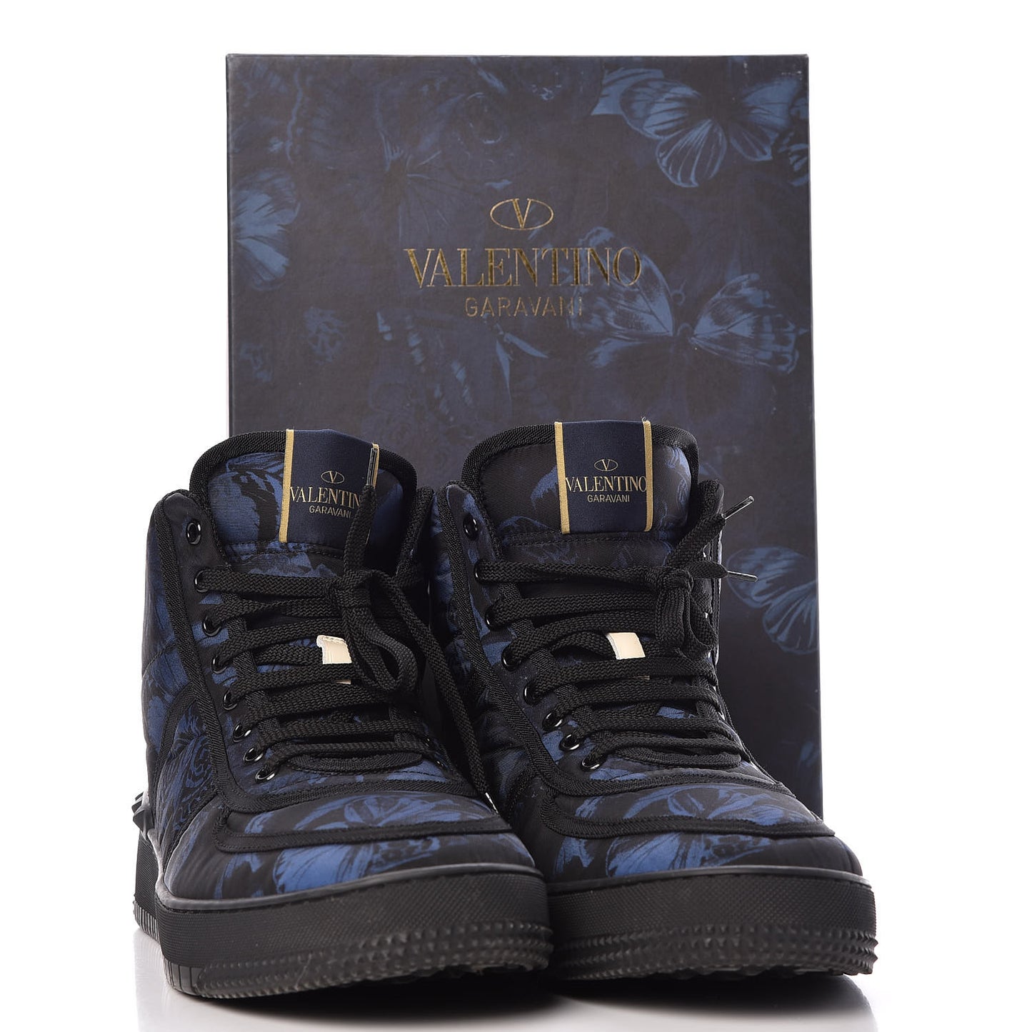 Nylon Camubutterfly Mens Rockstud High Top Sneakers 45 Marine Light Ivory Black