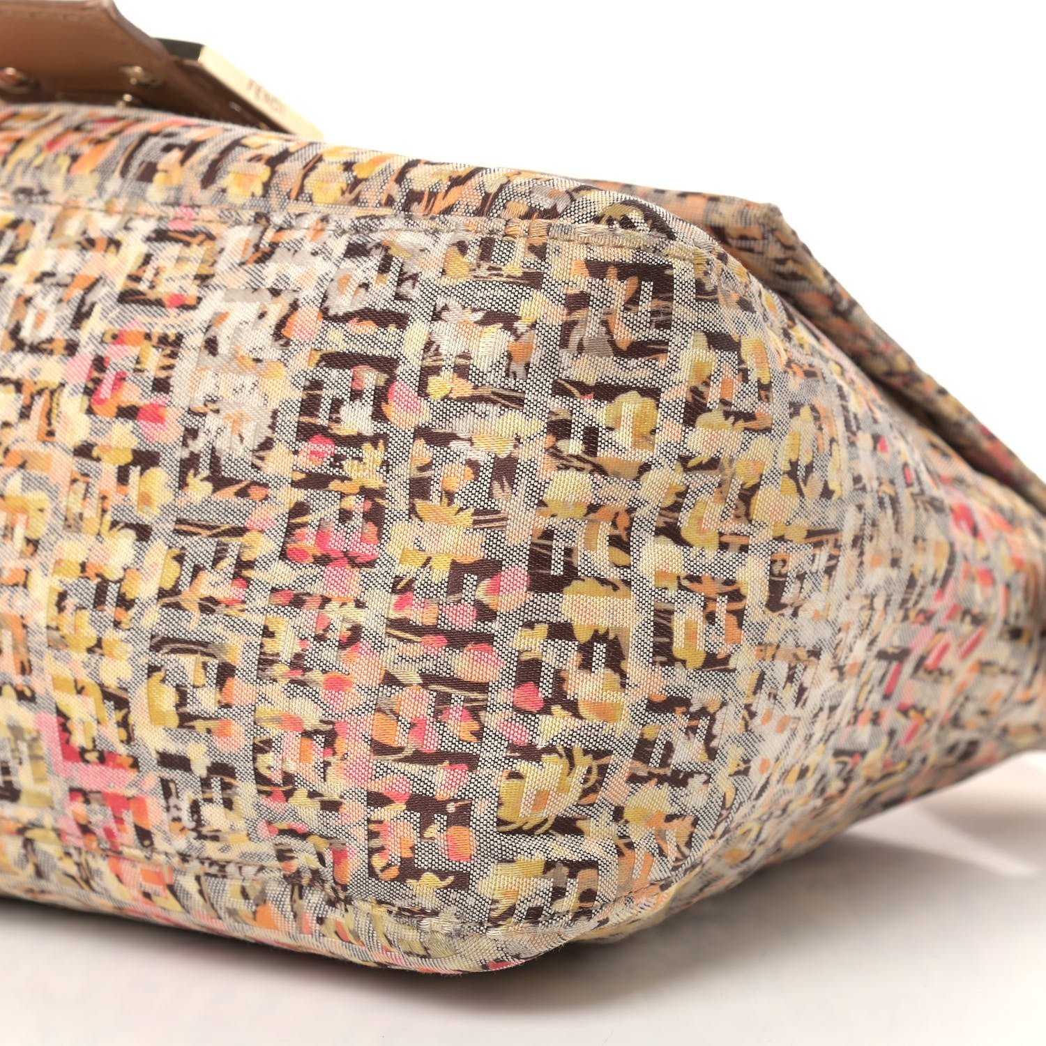 Fendi Zucchino Vitello Floral Forever Mama Baguette Pesca Giallo Saddler 9 of 12