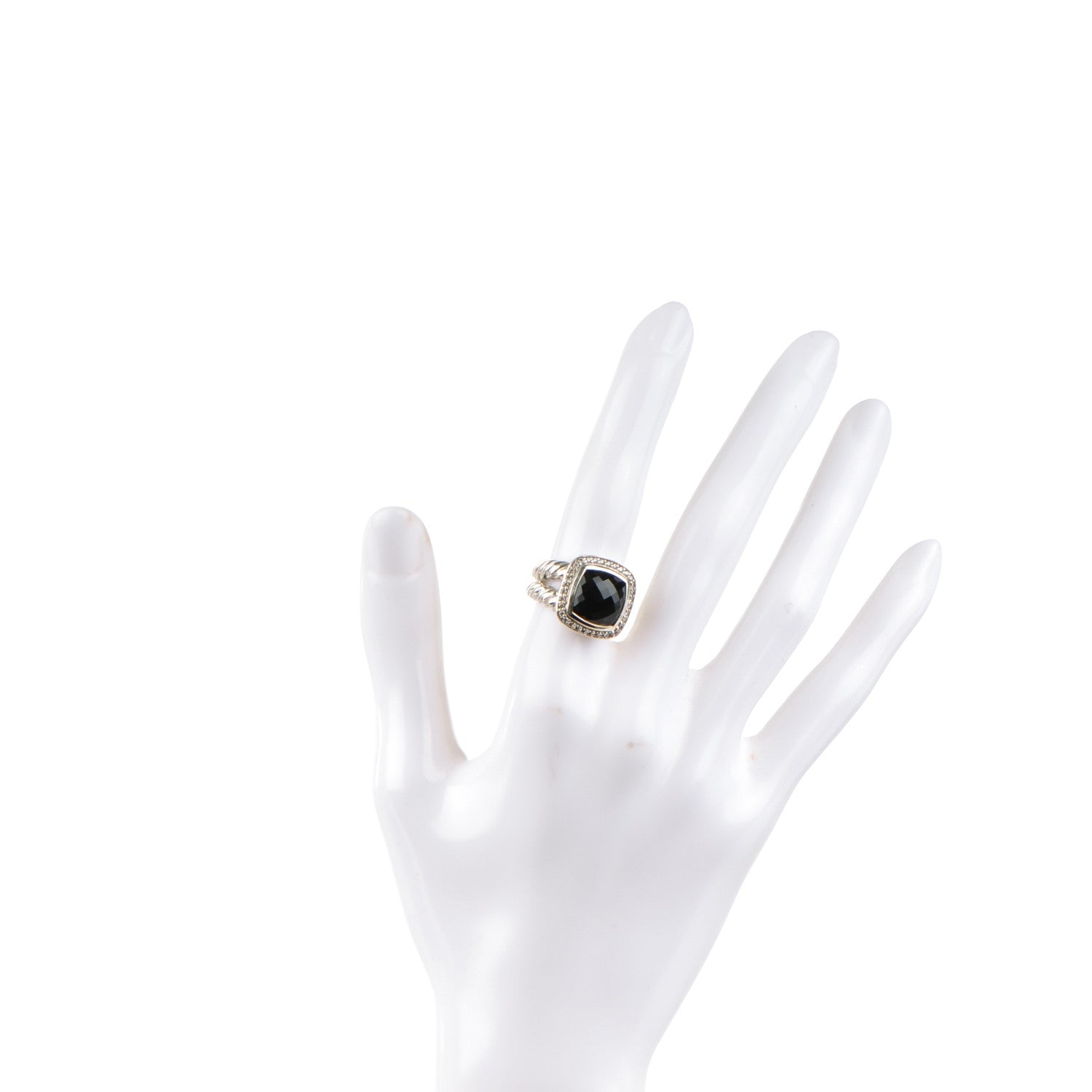 David Yurman Sterling Silver Diamond Black Onyx 11mm Albion Ring 50 5.25 2 of 4