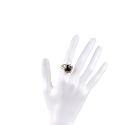 David Yurman Sterling Silver Diamond Black Onyx 11mm Albion Ring 50 5.25 2 of 4