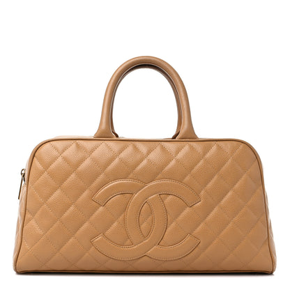 Chanel Caviar Quilted Large Bowler Bag Beige 1 of 14
