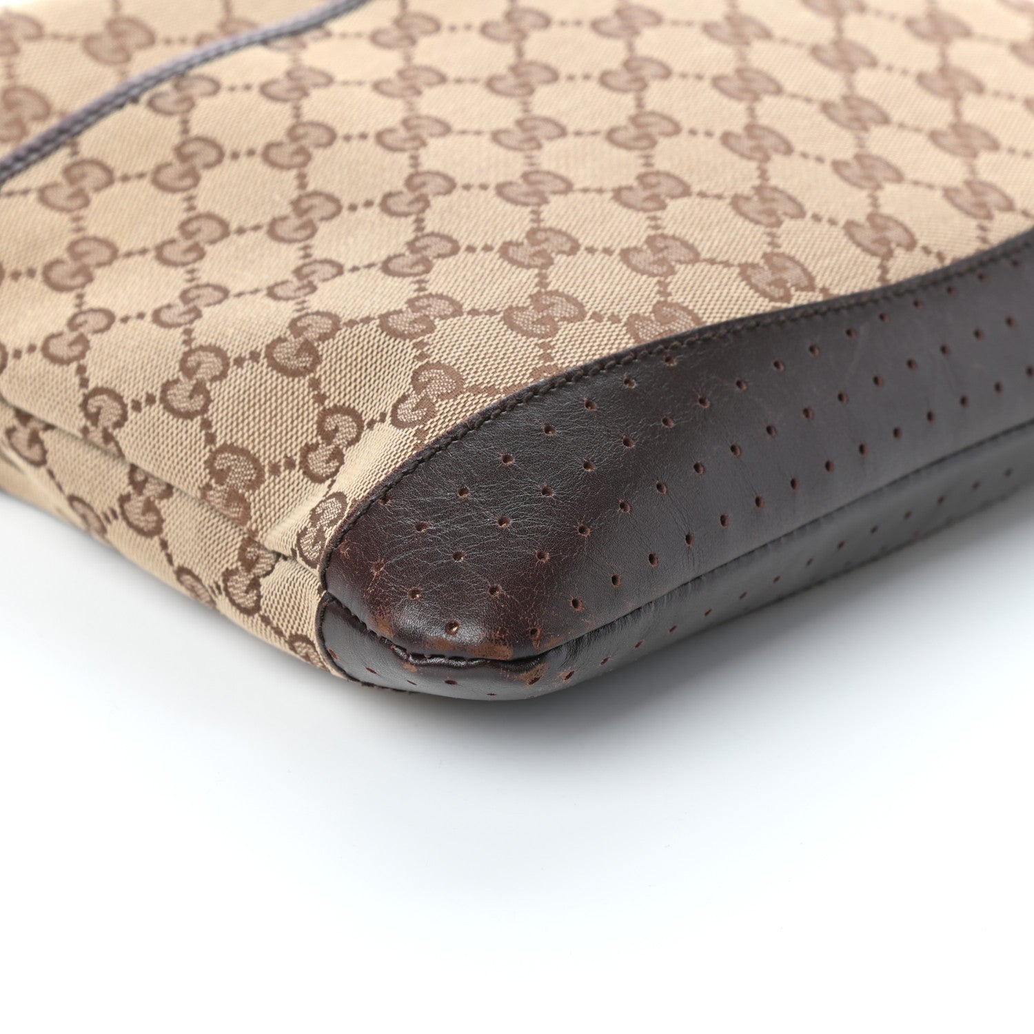 Gucci Monogram Calfskin Perforated Medium Flat Messenger Bag Dark Brown 8 of 9