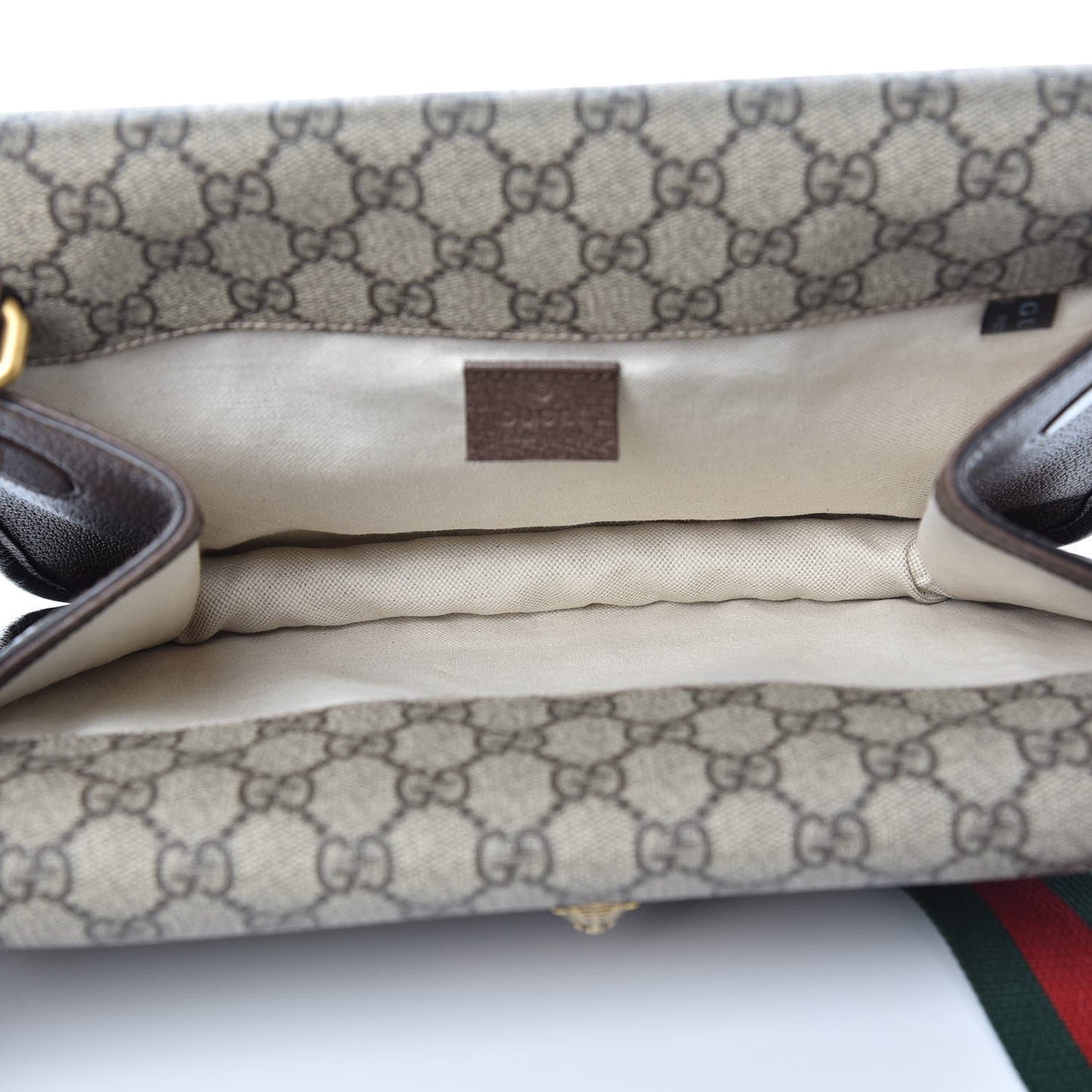 GG Supreme Monogram Web Neo Vintage Double Flap Messenger Bag Beige New Acero