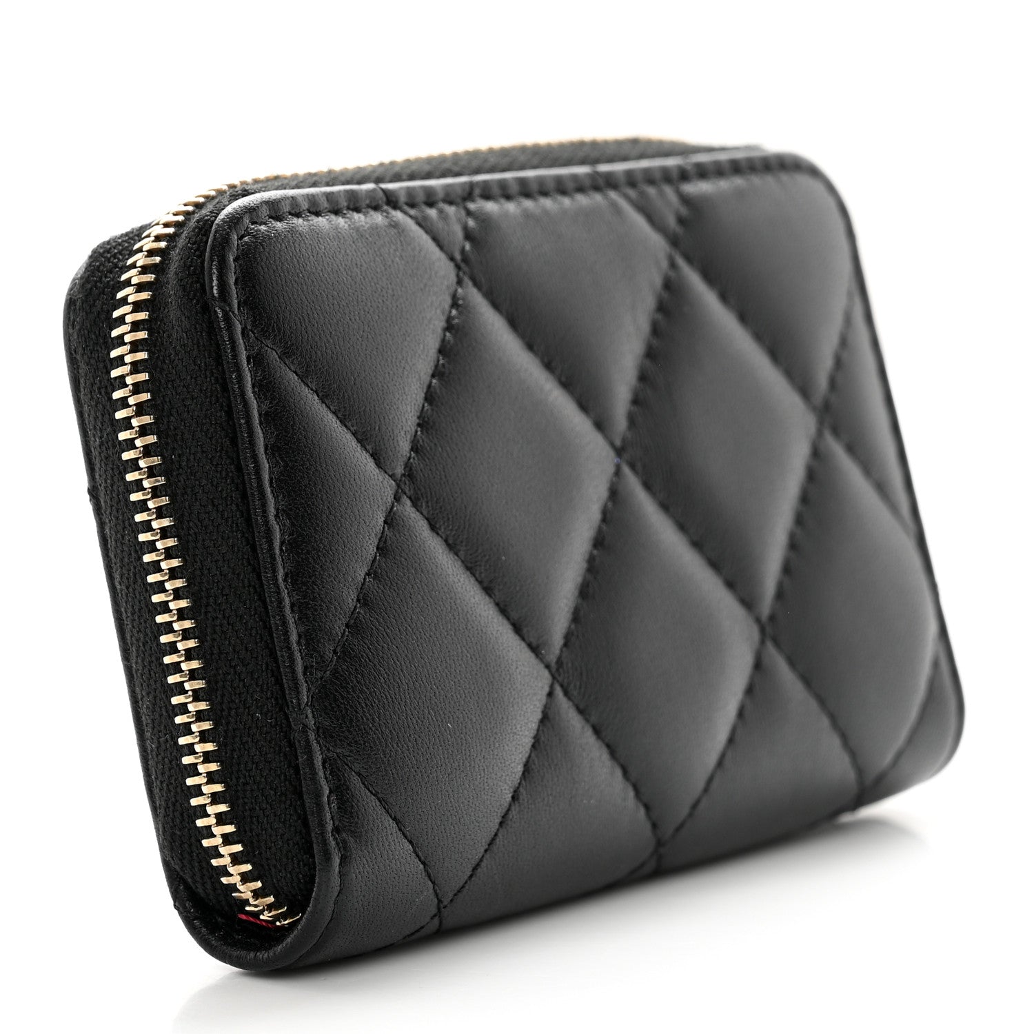 Chanel Lambskin Plexiglass Quilted Coco Love Zip Coin Purse Black 3 of 9
