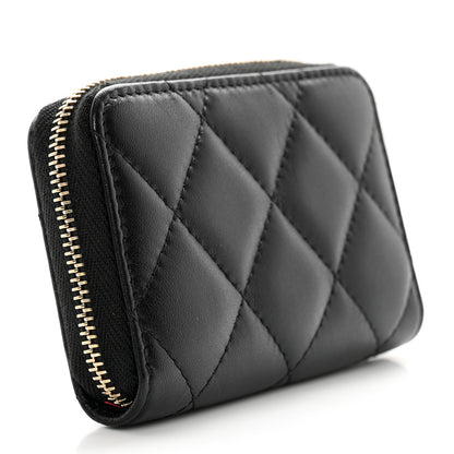 Chanel Lambskin Plexiglass Quilted Coco Love Zip Coin Purse Black 3 of 9