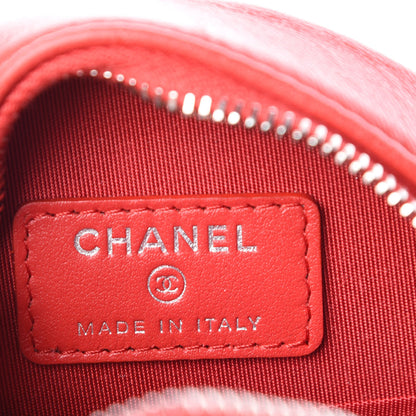Chanel Lambskin Camellia Quilted Round Clutch With Chain Red 6 of 10