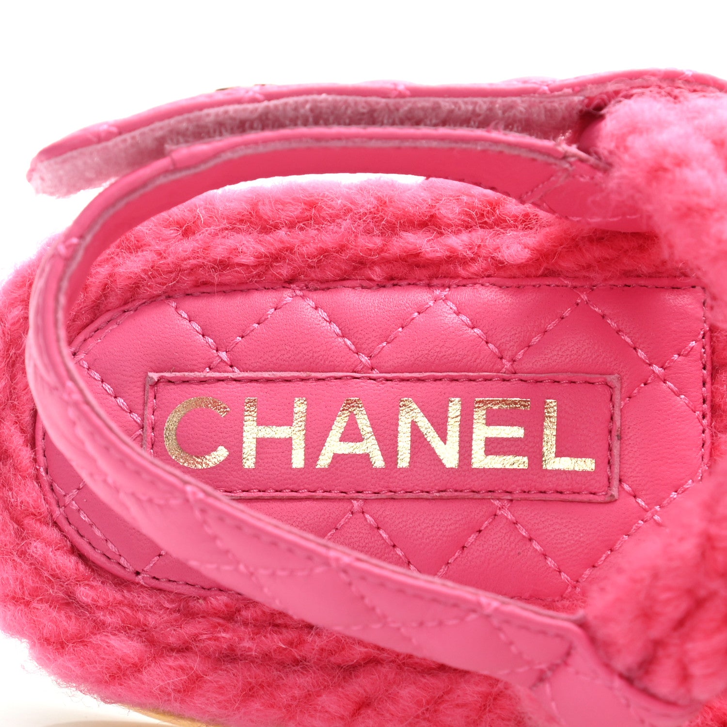 Chanel Cord Lambskin Quilted Logo Sandals 37 Pink 6 of 11