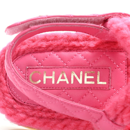 Chanel Cord Lambskin Quilted Logo Sandals 37 Pink 6 of 11