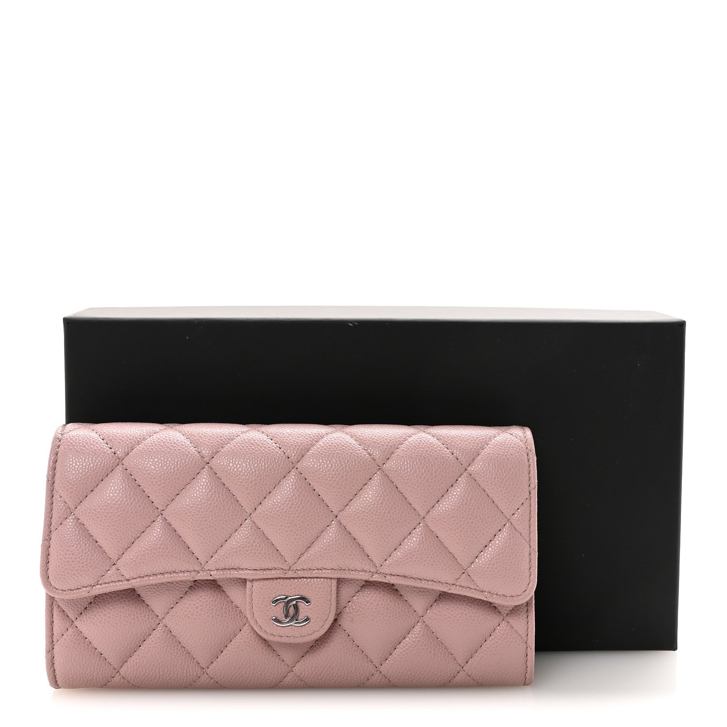 Chanel Caviar Quilted Large Gusset Flap Wallet Light Pink 9 of 9