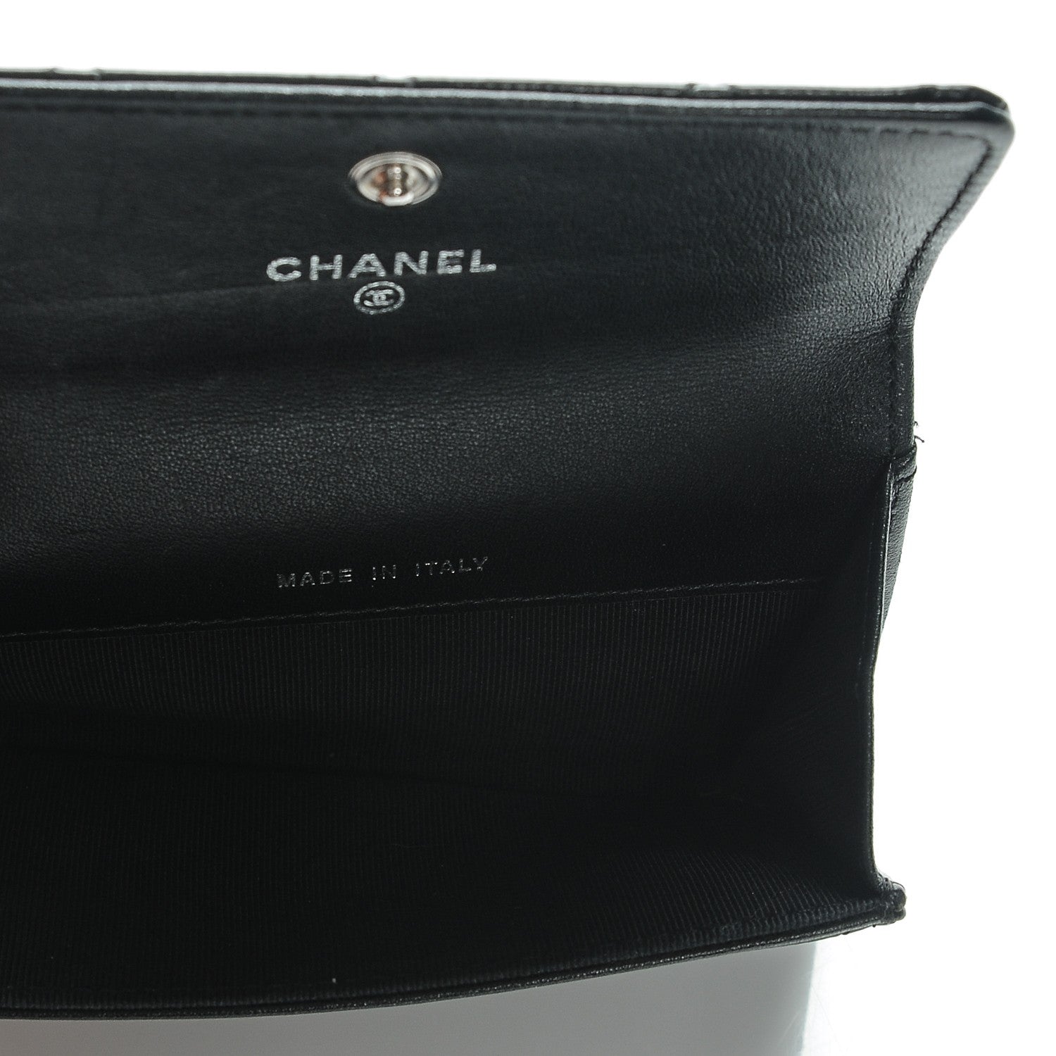 Chanel Striated Patent Quilted Card Holder Grey 5 of 7