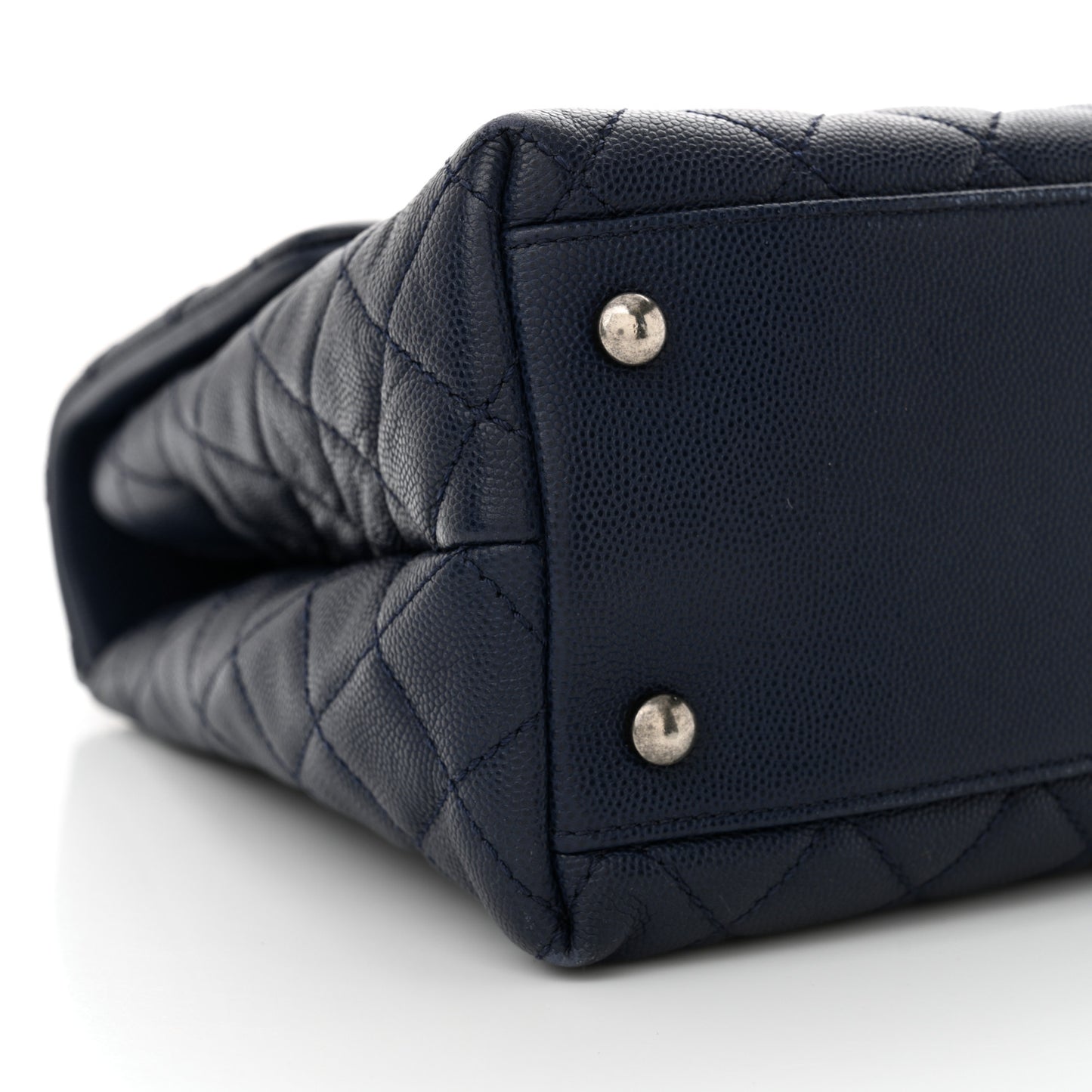 Caviar Lizard Quilted Medium Coco Handle Flap Navy
