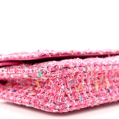 Chanel Tweed Quilted Wallet On Chain WOC Pink Blue White 10 of 12
