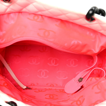 Chanel Calfskin Quilted Large Cambon Tote White Black 5 of 10