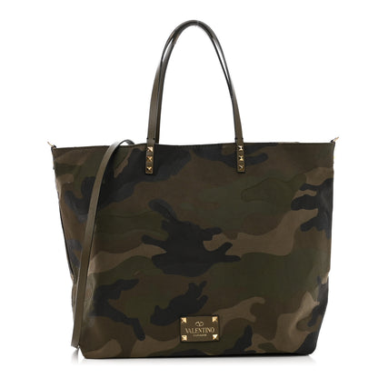 Valentino Garavani Canvas Camouflage Rockstud Reversible Tote 1 of 11