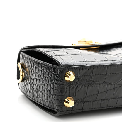 Alexander McQueen Calfskin Crocodile Embossed Box Shoulder Bag 21 Black 8 of 9