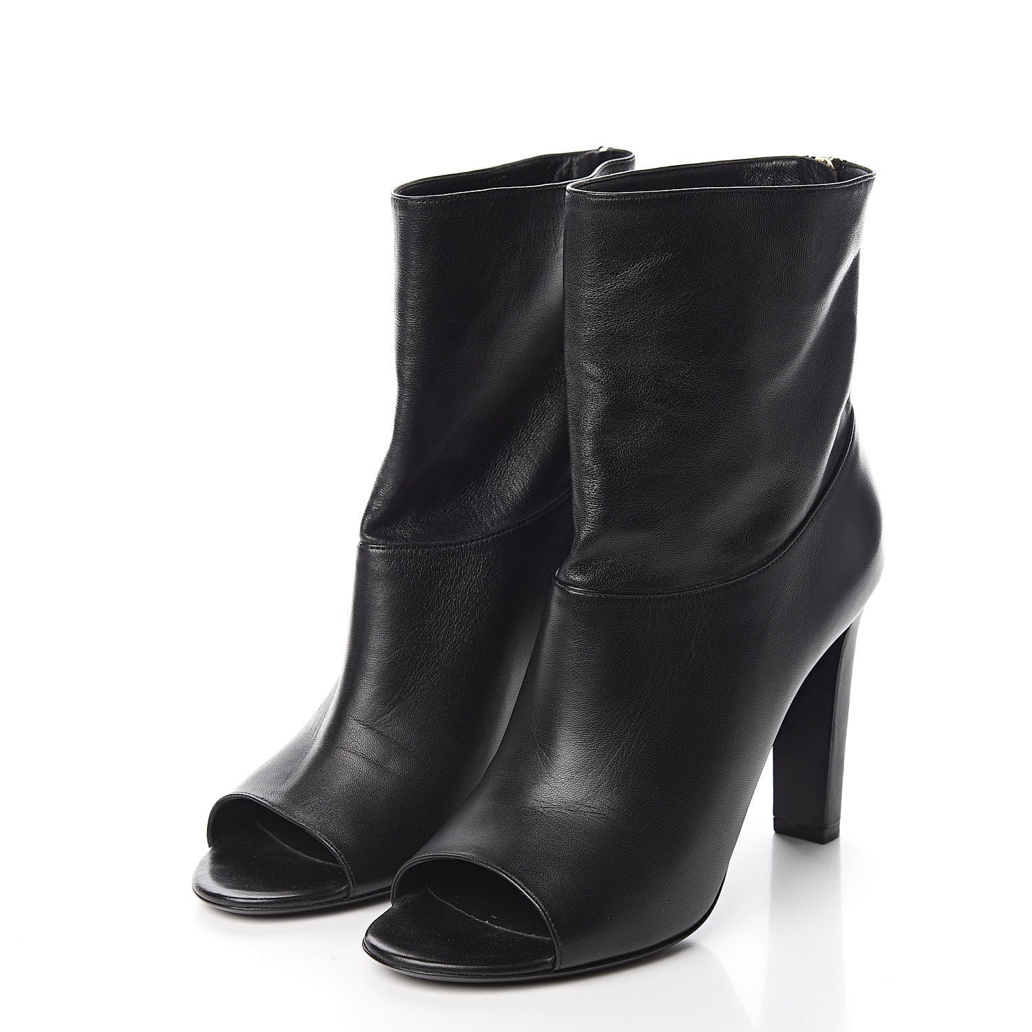 Chanel Calfskin Pearl Open Toe Ankle Boots 37 Black 3 of 9