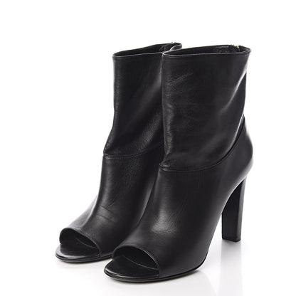 Chanel Calfskin Pearl Open Toe Ankle Boots 37 Black 3 of 9