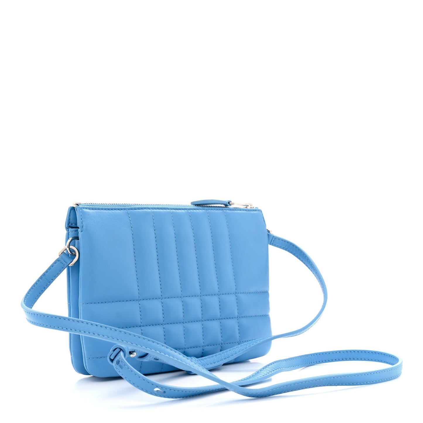 Lambskin Quilted Lola Double Pouch Crossbody Bright Sky Blue