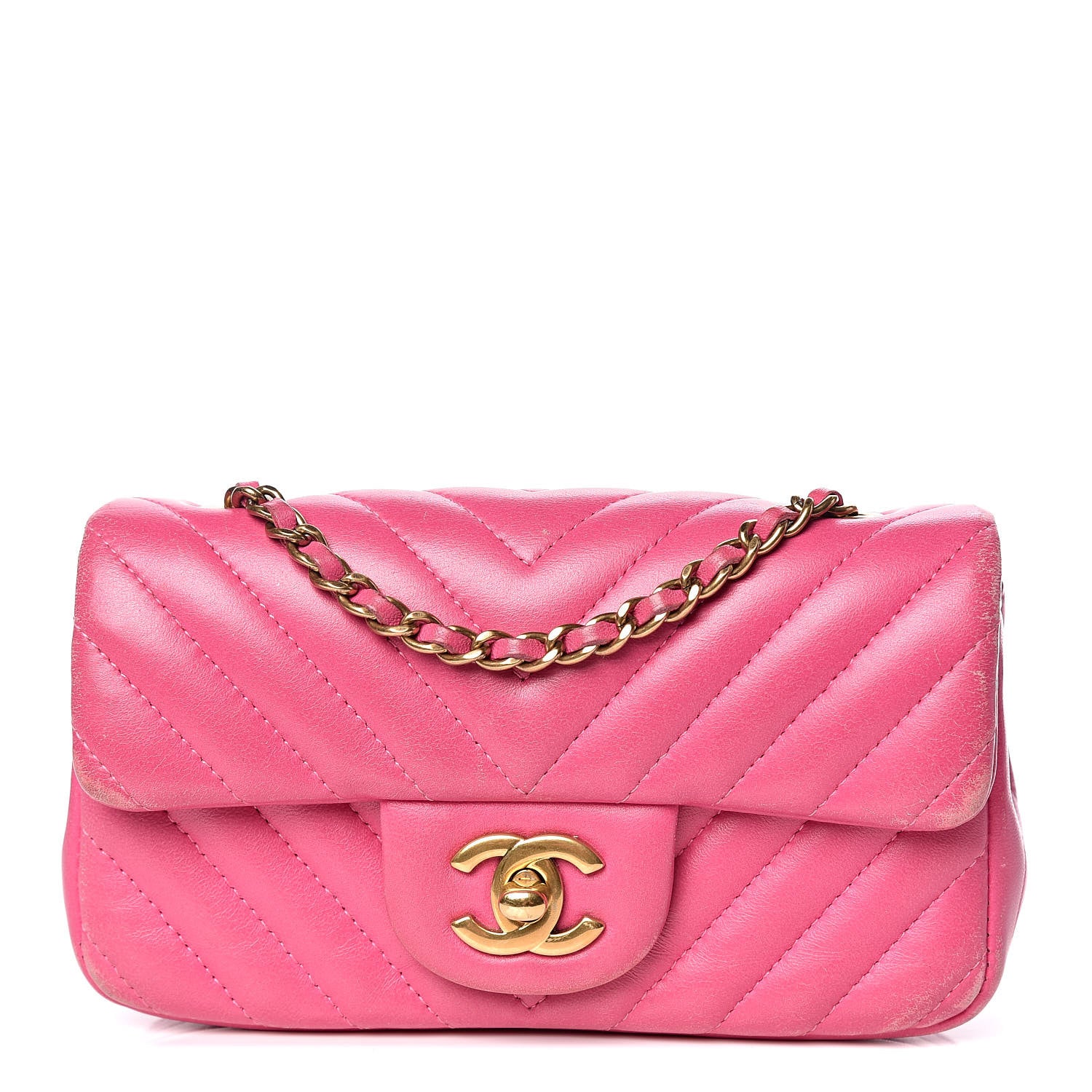 Chanel Lambskin Chevron Quilted Extra Mini Flap Dark Pink 1 of 15