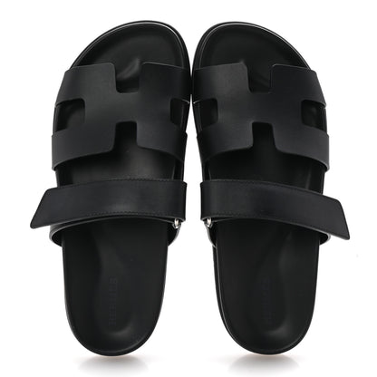Hermes Calfskin Womens Chypre Sandals 39 Black 2 of 10