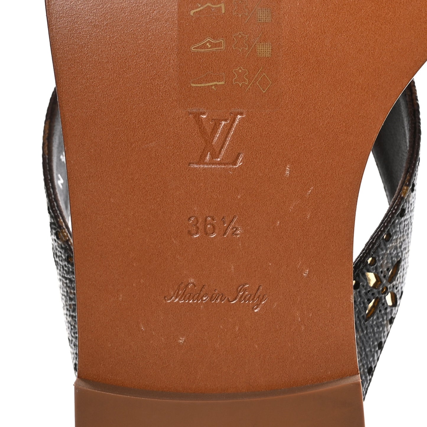Monogram Sunny Flat Thong Sandals 36.5 Brown