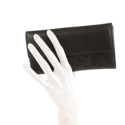 Gucci Denim Monogram Calfskin Continental Wallet Dark Brown 2 of 7