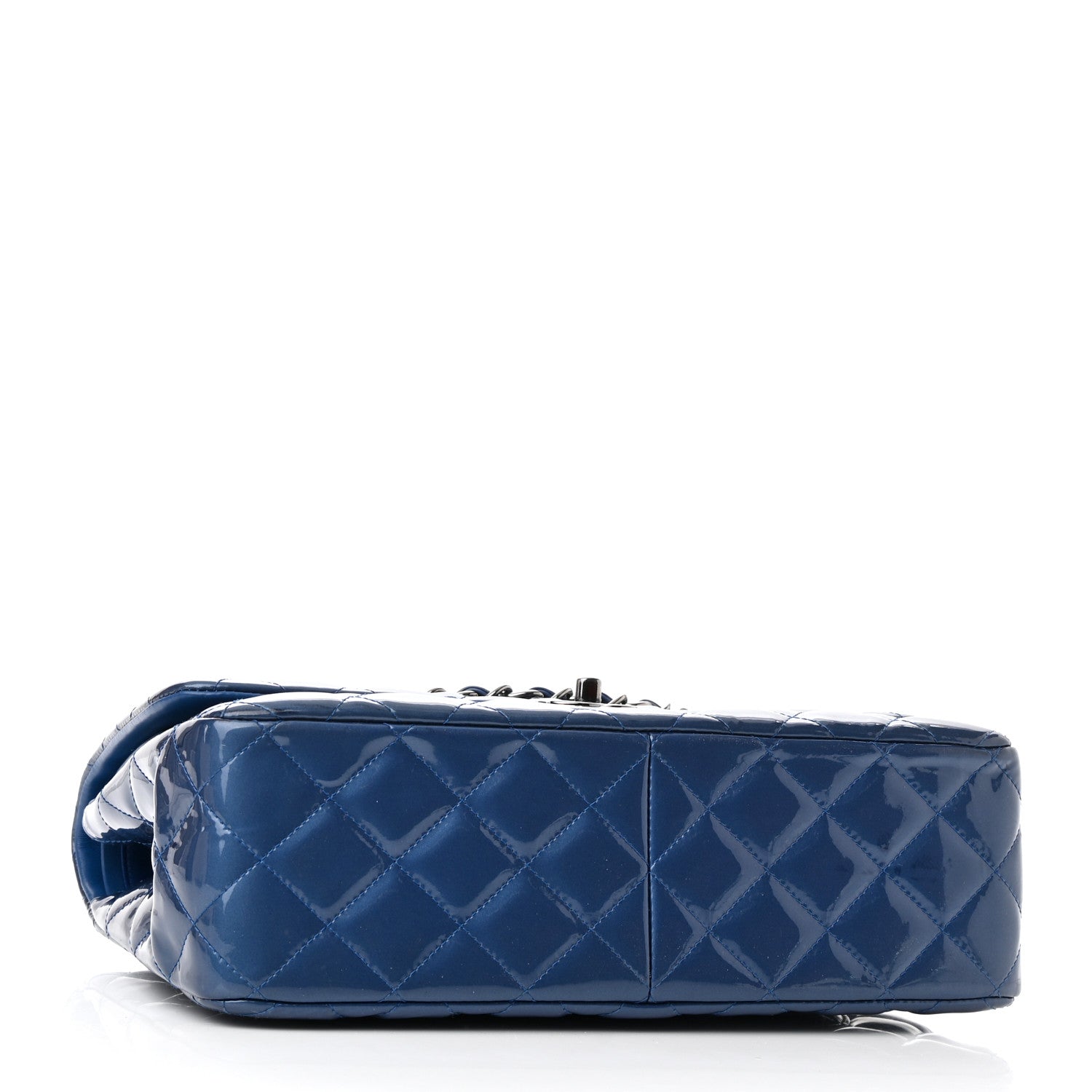 Chanel Patent Quilted Jumbo Double Flap Blue 4 of 13