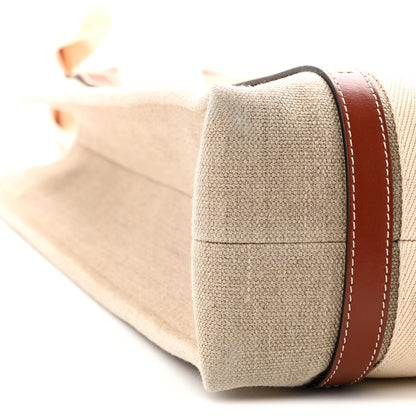 Chloe Cotton Calfskin Large Vertical Woody Ribbon Tote White Brown 9 of 10