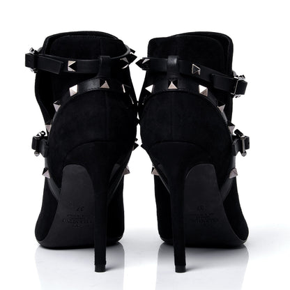 Valentino Garavani Suede Rockstud Double Buckle 100mm Ankle Boots 37 Black 4 of 5