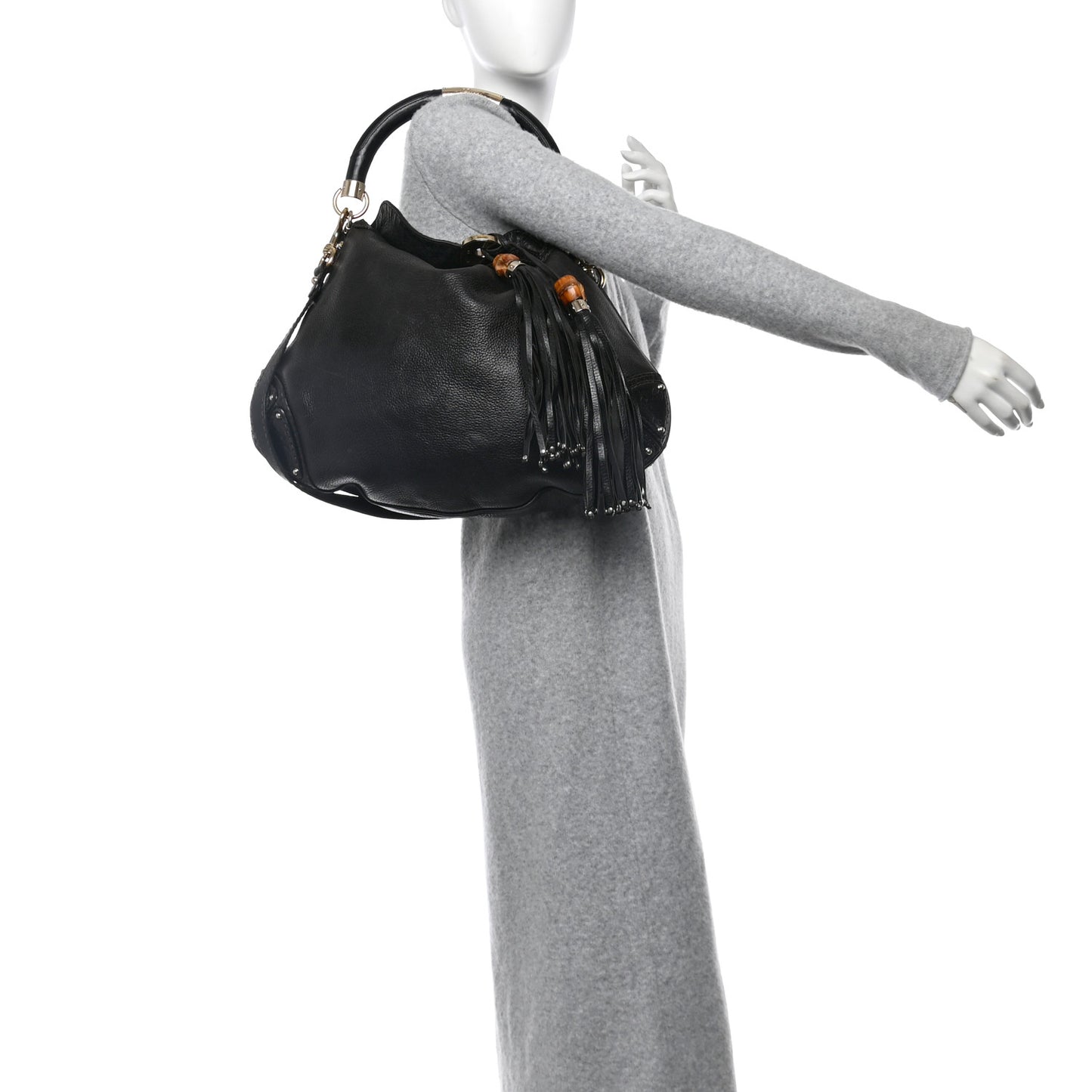 Calfskin Large Indy Top Handle Hobo Black