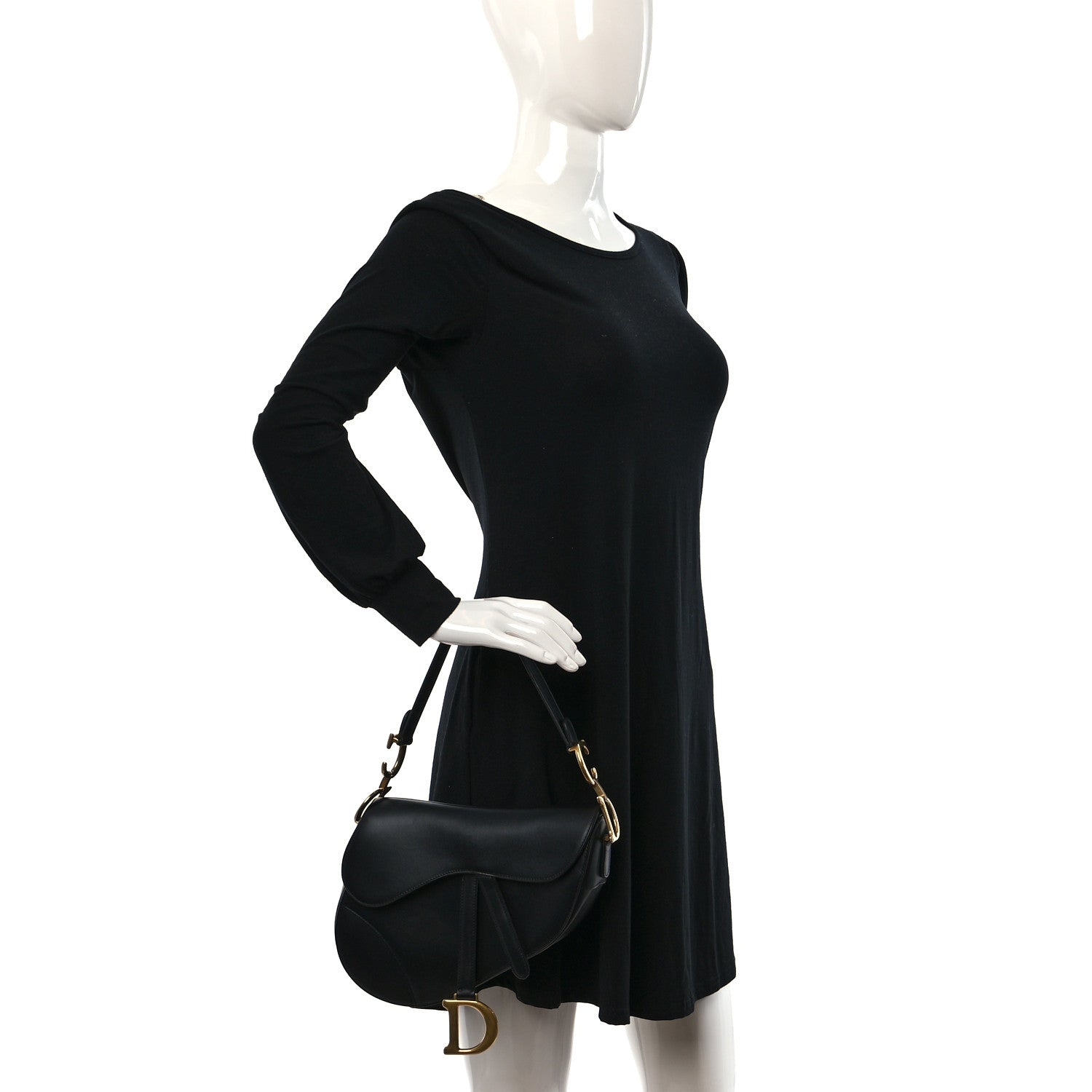 Christian Dior Calfskin Saddle Bag Black 2 of 8