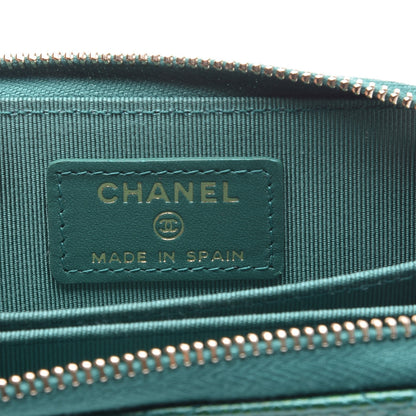 Chanel Metallic Caviar Quilted Zip Coin Purse Green 6 of 7